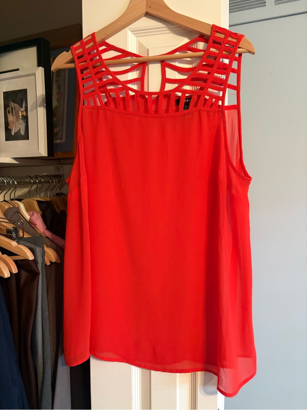 Torrid Red Sheer Sleeveless Cage-Back Women's Top